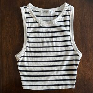 Girls small Zara Black and White Cropped Fitted Tank Top